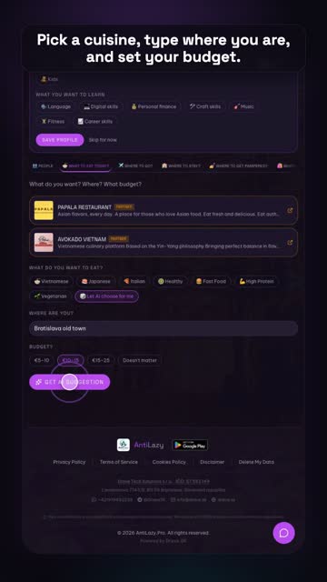 Explore: what to eat, where to go, where to stay – real app screenshot 1