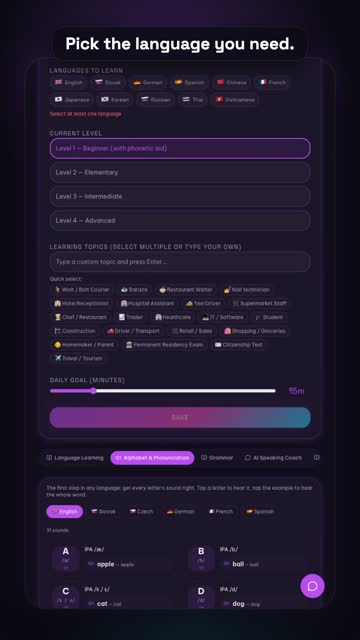 Language coaches with AI – real app screenshot 1