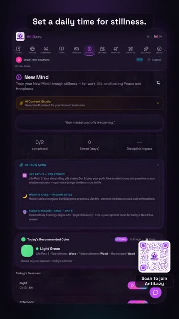 Daily meditation with streaks – real app screenshot 1