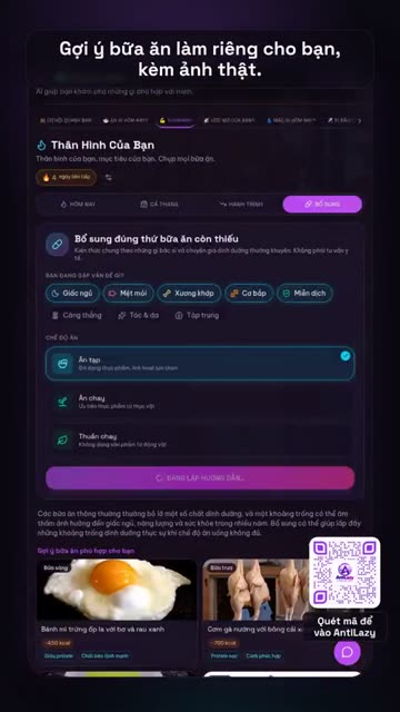 Hướng dẫn bổ sung dinh dưỡng cá nhân – ảnh chụp thực tế từ app 1