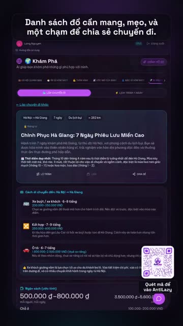 Lộ trình du lịch từ A đến B – ảnh chụp thực tế từ app 2
