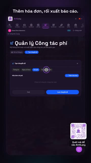 Công tác phí và báo cáo PDF – ảnh chụp thực tế từ app 2